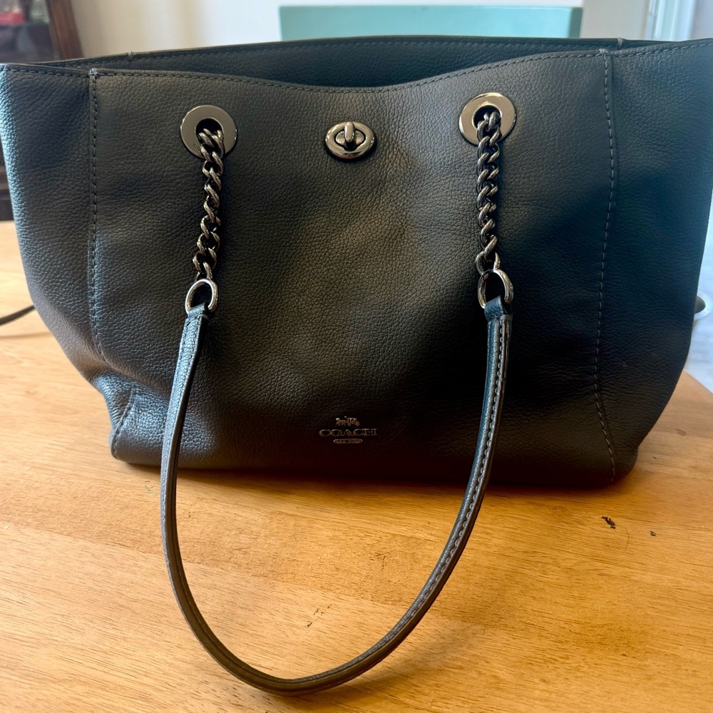 Coach Charlie Carryall 57107 - Black Pebbled Leather Tote - Authentic